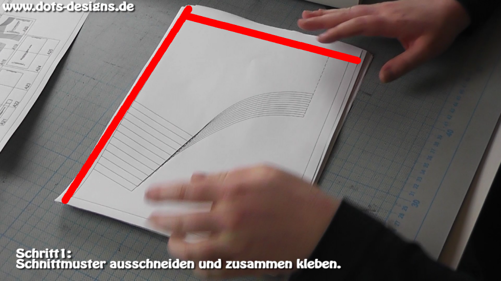 Schnittmuster ausschneiden und zusammen kleben